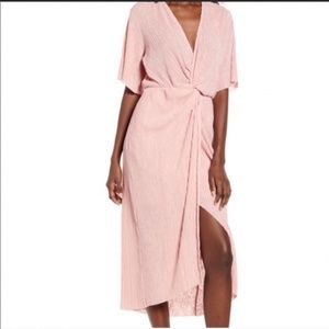 Pink Midi Wrap Dress